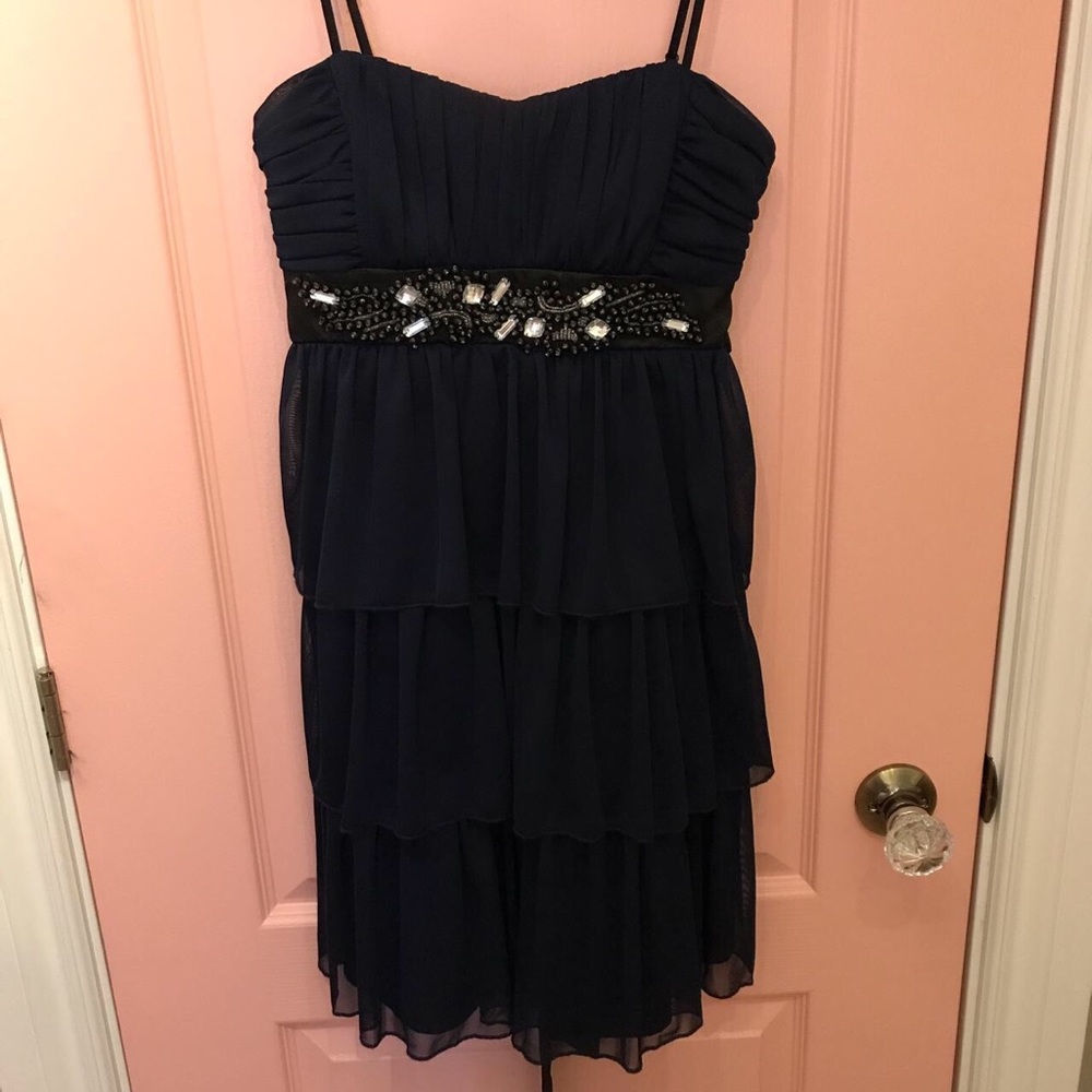 Navy blue dress with jewels